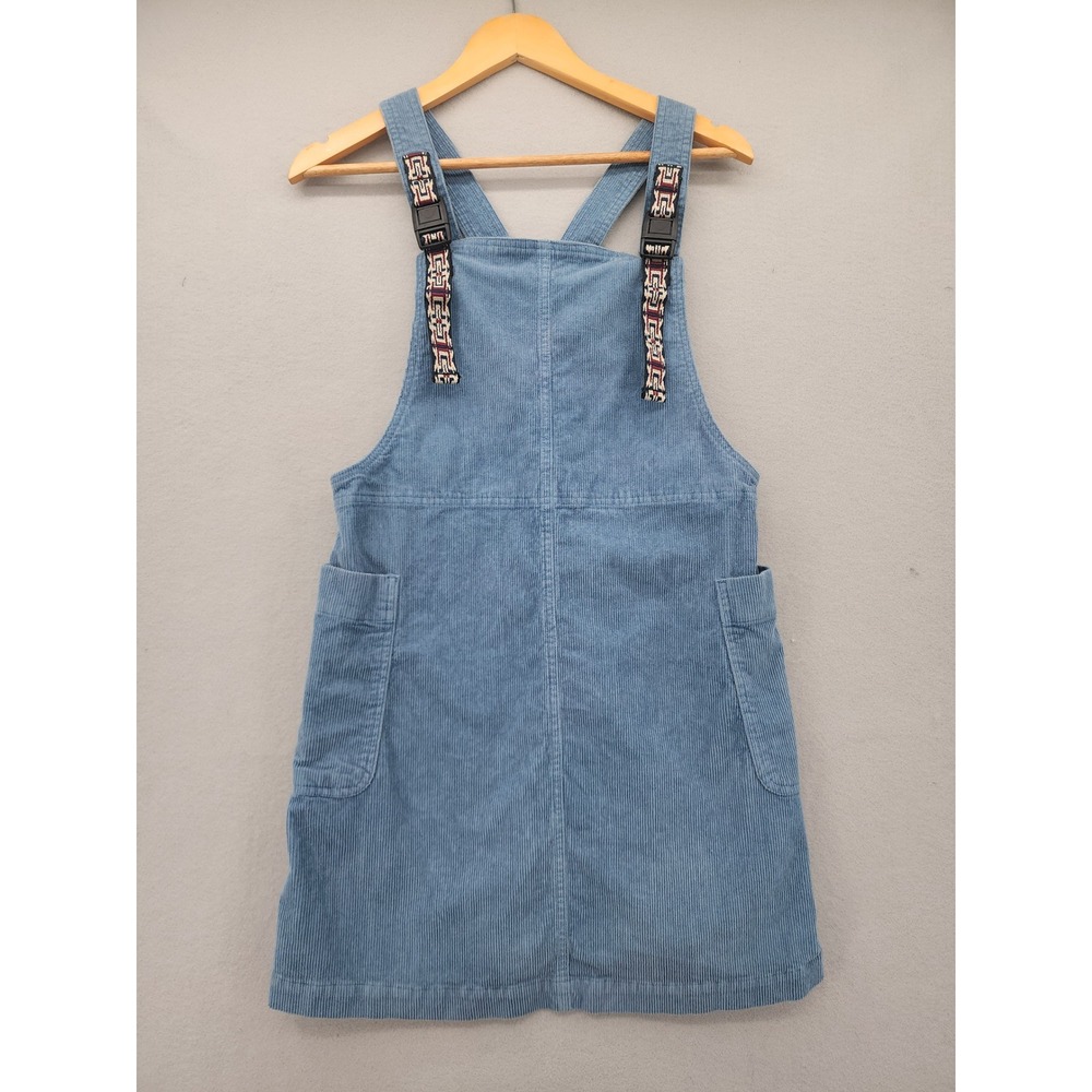 KAVU San Blas Corduroy Jumper Dress Blue Webbing Strap Overall Pinafore Small